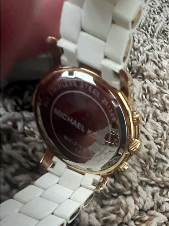 Michael Kors Runway Chronograph Ceramic Strap Watch with Silver Dial, Women’s